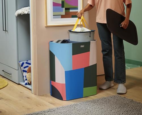 Image of Joseph Joseph Tota 90 liter /23.8 gallon Laundry Hamper Separation Basket with lid, 2 Removable Washing Bags with Handles - Multicolor