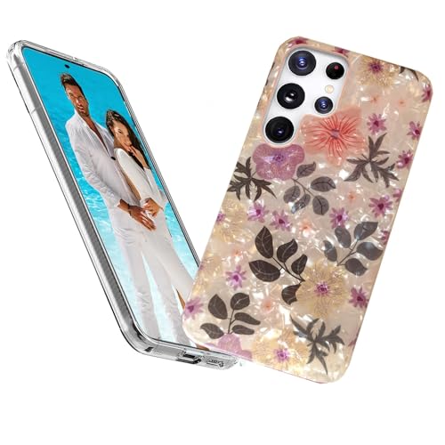 Coque Samsung S23 Ultra fleur violette en silicone souple brillant