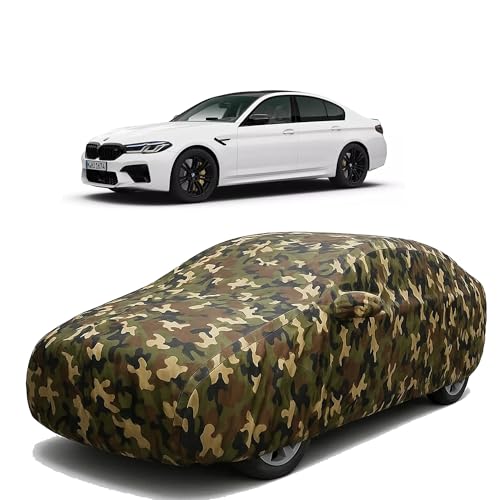 Image of Sulfar 100% Waterproof Car Body Cover Compatible with Mirror for BMW M5 with Long Lasting Durable Material (Triple Stitched, Full Bottom Elastic, Camouflage Army)