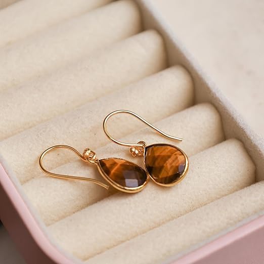 Gempires Teardrop Crystal Earring, Pear Shape Dangle Drop Earrings, Natural Gemstone Earring, Minimal, Everyday Wear, Hypoallergenic 14k Gold Plated, Gift for Mom Wife friend - Image 6
