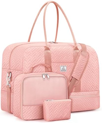 Weekender Bag for Women, Large Overnight Bag Canvas Travel Duffel Bag Carry On Tote with Shoe Compartment 21