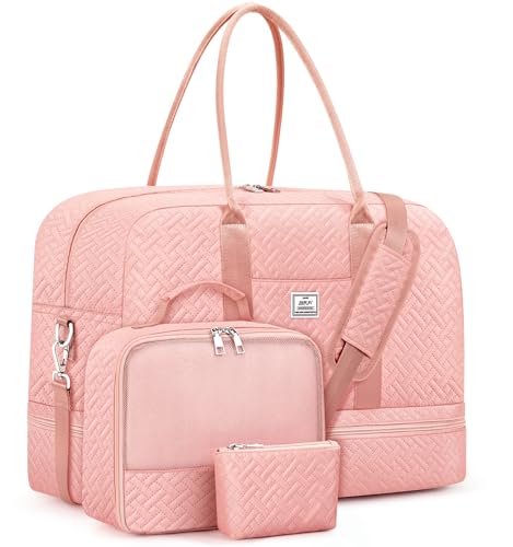 ibfun weekender bags for women large overnight bag canvas travel duffel bag carry on tote with shoe compartment 2134 3pcs set