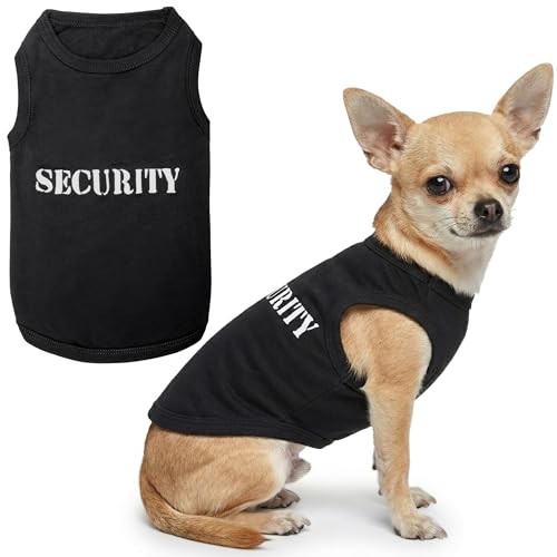 Parisian Pet Dog Shirt – 100% Cotton Shirts for Small Dogs – Black Sleeveless Puppy Clothes – Lightweight Dog Security Shirt – Breathable Dogs Clothes - Stretchy Pet T Shirts
