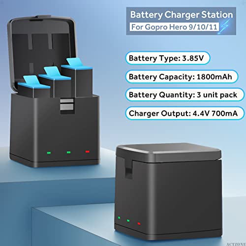 3Pack Hero 11 Batteries For Gopro Hero 11, Gopro Hero 10, Gopro Hero 9 Camera, 3-In-1 Battery Charger For Gopro 11 Gopro 10 Gopro 9 Black Camera Addbd-001 #TOP6
