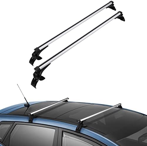 Car Roof Rack Cross Bars, Universal Fit Adjustable from 20" to 54" with Grooved Side Rails, Aluminum Cross Bar Replacement for Rooftop Cargo Carrier Bag Kayak Bike Snowboard