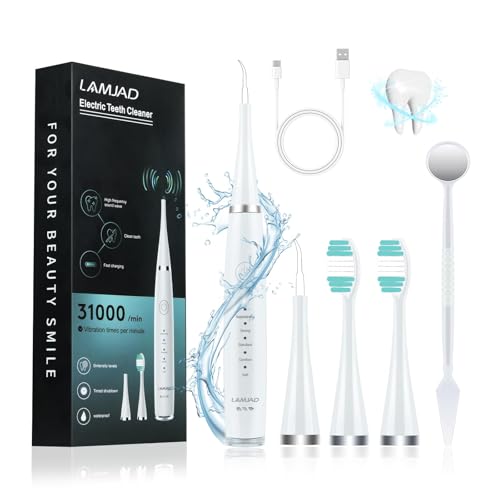 Cepillo de dientes eléctrico con 5 modos, con 2 cabezales intercambiables y 2 tipos de cepillo diferentes (blanco)