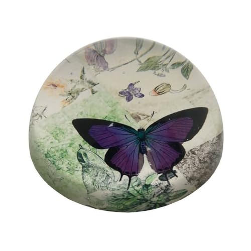 CHEMIN DE CAMPAGNE Presse Papier sulfure en Verre Violet Ø.10 cm