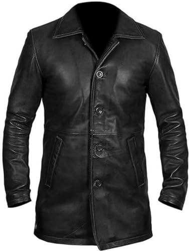 Harocks Real Lambskin Leather Men's Coat- 3/4 Length Brown and Black Leather Coat3