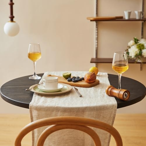 DAPU 100% French Flax Table Runners, 40×180cm, 140g, Pure Linen Decorative Table Cover, Natural Linen Colour