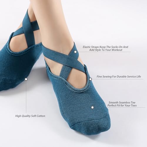 3 Pairs Yoga Socks for Women Non-Slip Grips, Pilates, Barre, Pregnancy, Dance, Hospital Socks.3