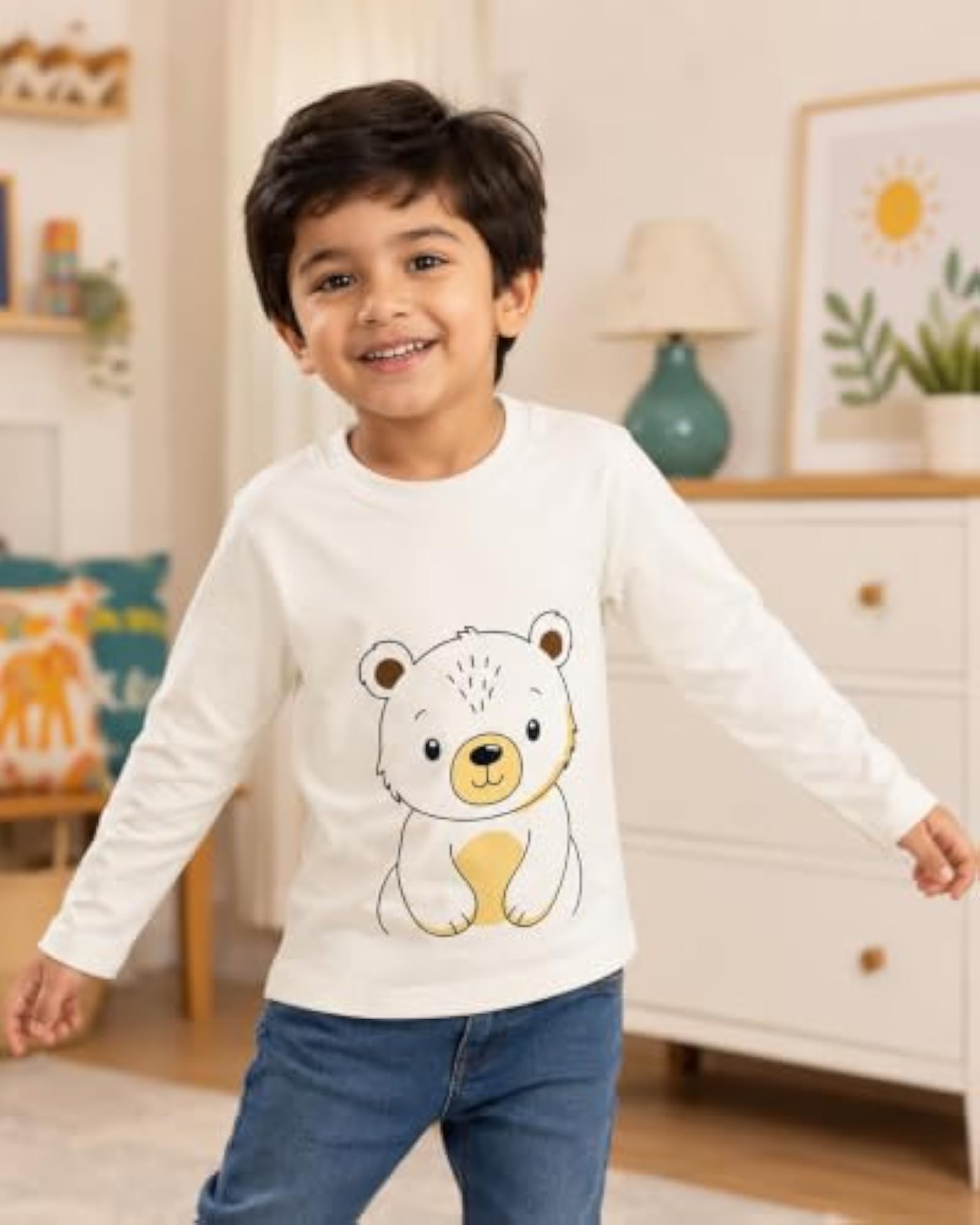 Regular Fit Cotton T-Shirts for Kids, Multi-Coloured