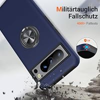 AOUIA für Google Pixel 8 Pro Hülle mit 360° Drehbarer Ring Ständer, Militärischer Stoßschutz Pixel 8 Pro Hülle Handyhülle für Google Pixel 8 pro, Blau – Ansicht 3
