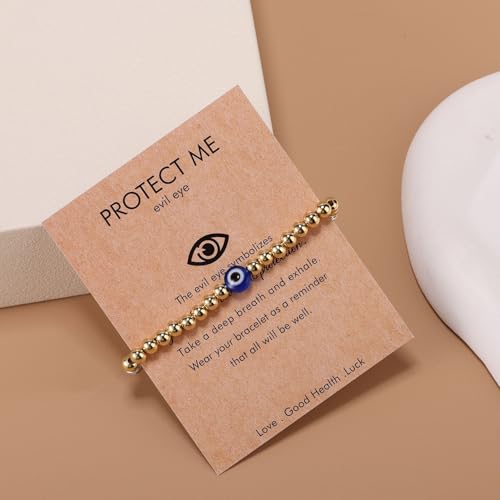 Evil Eye Bracelet for Women, Trendy Bead Bracelet with Evil Eye Charms Dainty Good Luck Protection Jewelry for Friends Mom Birthday Retirement3