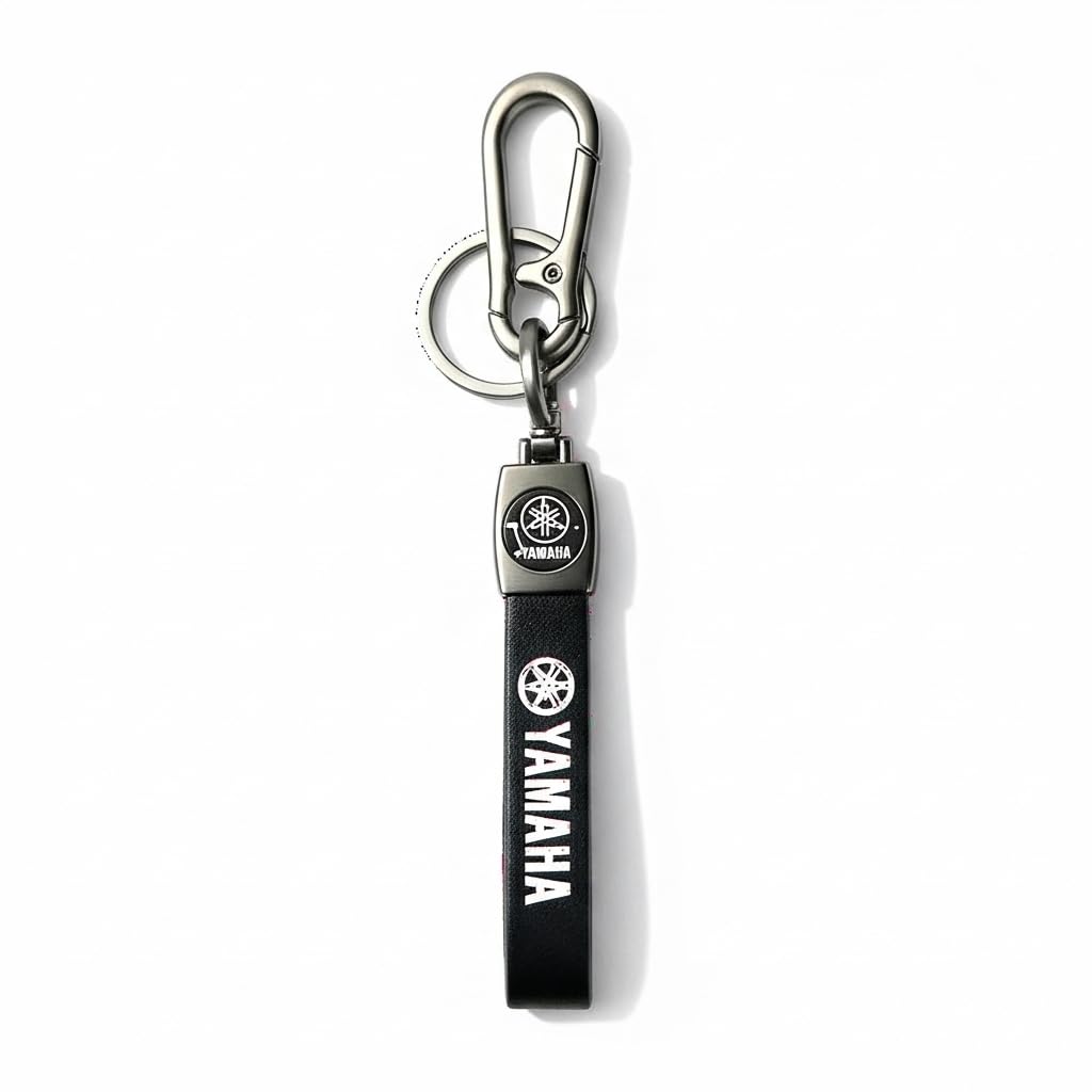 Simple Electronics Catchy Premium Leather & Metal Bikes Hook Antirust Keychain Compatible With Yamaha Unique Stylish Look For Men Women Keyring, Black-image-28