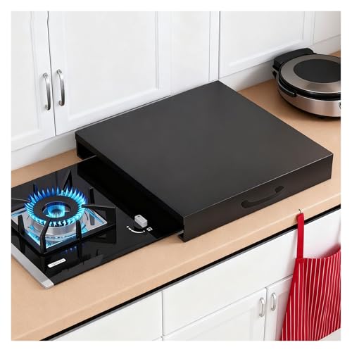 Gas Hob Cover Plate Stove Top Covers with Handles, Black Stove Burner Cover Heat Insulation for Small Apartments/Extended Kitchen Space(35x45x9cm/13.78x17.72x3.54in)