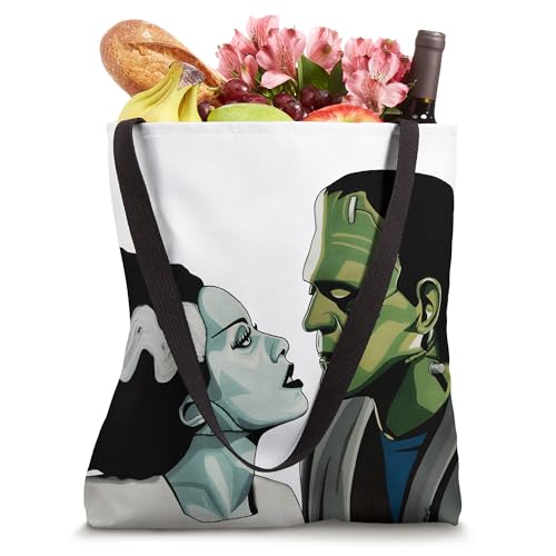Frankenstein Monster & Bride Halloween Romantic Kiss Scene Tote Bag miniatura 4