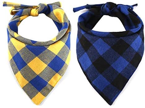 CHUKCHI Bandana dla psa w kratę, 4-pak - regulowane chusteczki dla psów, szalik, zmywalny, w kratę, trójkątna, dwustronna, bawełniana bandana z sznurkiem, odpowiednia dla małych, średnich i dużych