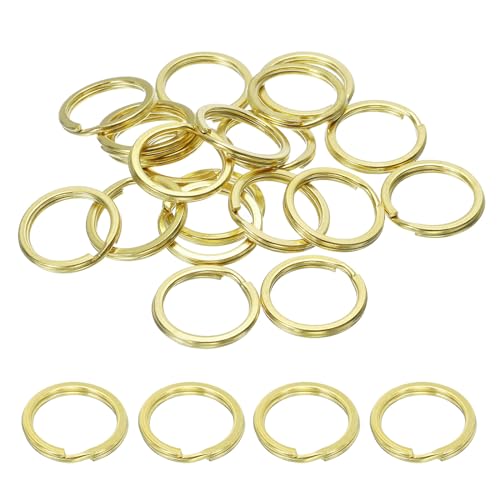 PATIKIL Flat Split Ring, 20Pcs 0.8"/20mm Dia Brass Flat Split Key Chain Rings for DIY Home Office Car Keys
