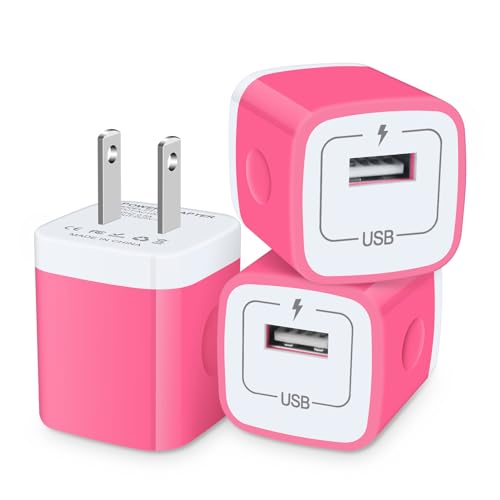 Charger Block, 3-Pack USB Wall Charger 1A/5V USB Charger Plug Single Port Charging Cube Box for iPhone 15 14 13 12 11,LG Stylo 6 5 4, LG G6 G7 G8 G8X G9 V20 V30 V40 V50 V60 K92 K51 K62,Google Pixel 8