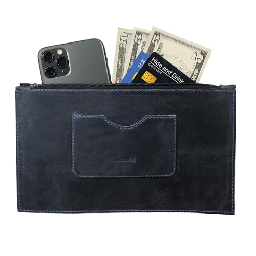 Hide & Drink, Rectangular Zippered Handbag for Women with Card Slot, Female Purse, Full Grain Leather, Handmade3