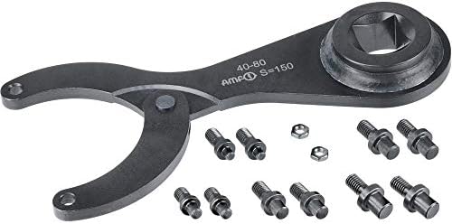 AMF 517938 Hinged Pin Wrench Set with Torque Socket, Black, 40-80 mm