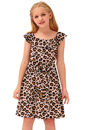 BesserBay Girl's Casual Ruffle Elastic Neckline Off Shoulder Floral Midi Dress 3-14 Years3