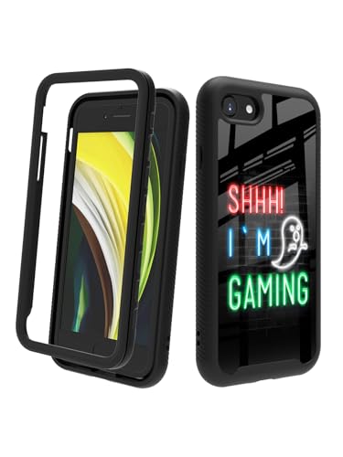 POCOOA Compatible with iPhone SE 2022/2020 (3rd/2nd Gen), iPhone 8/7 | Shockproof Rugged Dual-Layer Protective Cover for Boys, Kids, Men - Shhh I'm Gaming 127