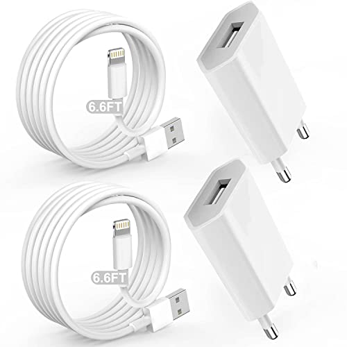 Unique Secure iPhone Rapide Chargeurs[Certifié Apple MFi] 2 Pack Chargeur USB et Câble de 1M Lightning Adaptateur Secteur Prise Universel pour 13/12/11/X/XS /XR/8,iPad blanc-01 Cover