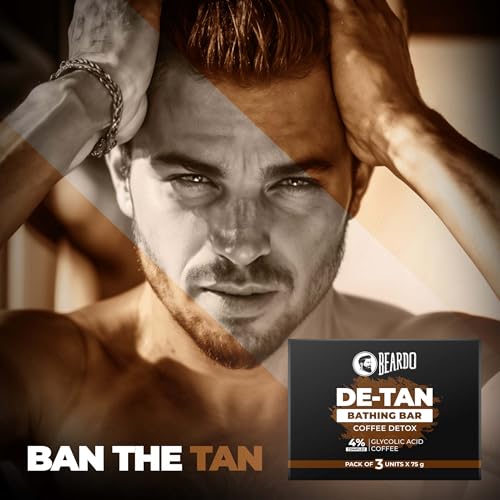 Image of Beardo De-Tan Soap for Men, 75g X 3 | Tan Removal and Caffeine Face & Body Soap | Detan With Coffee & 4% Glycolic Acid | For Body & Face | Refreshing Fragrance | For All Skin Types