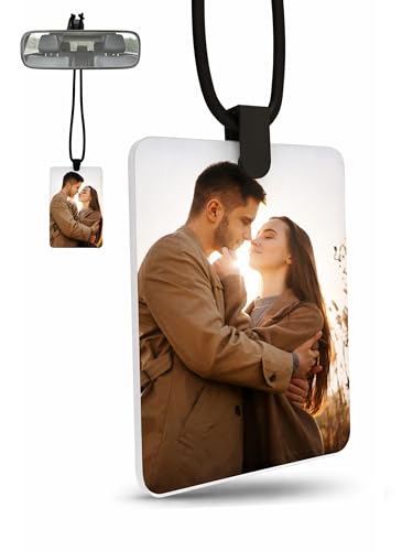 Meinearmbänder Personalisierter Auto Anhänger mit Foto Rückspiegel Deko Individuelles Geschenk für Paare