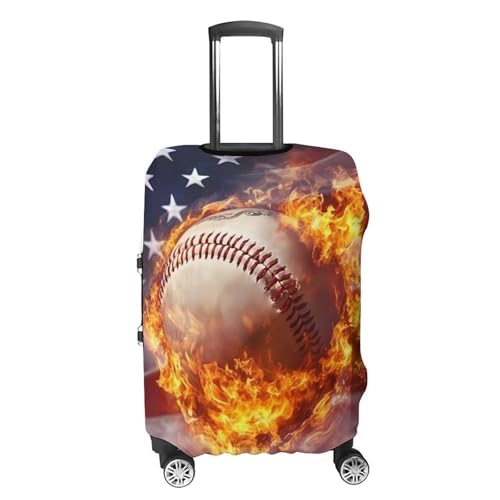 USA Flag Baseball Sports Travel Luggage Cover Suitcase Protector Baggage Covers for Men Women S4