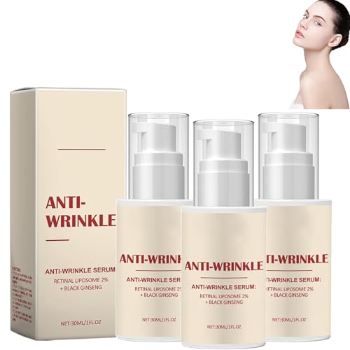 Anti-Falten-Gesichtsserum mit 4% Retinal Liposom und Schwarzer Ginseng, Anti-Aging & Dunkle-Flecken für alle Haut, Augencreme Gegen Tränensäcke, für ein Straffes und Strahlendes Hautbild (30ml, 3pc)