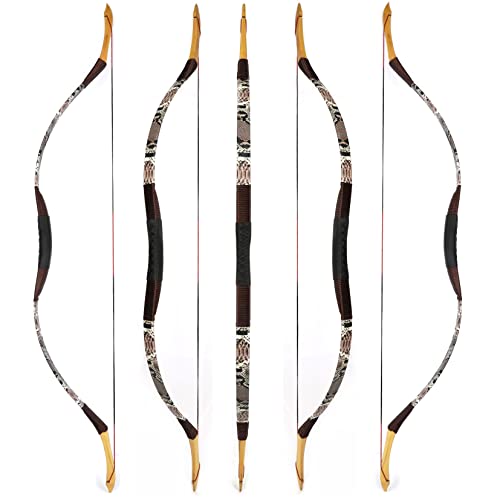 wolfman Traditionelles Bogen Recurvebogen Langbogen Sportbogen Bogenschießen Jagdbogen handgefertigter Holzbogen asiatischer mongolischer Bogen für Erwachsene Teenager Linke rechte Hand(O, 16Lbs)
