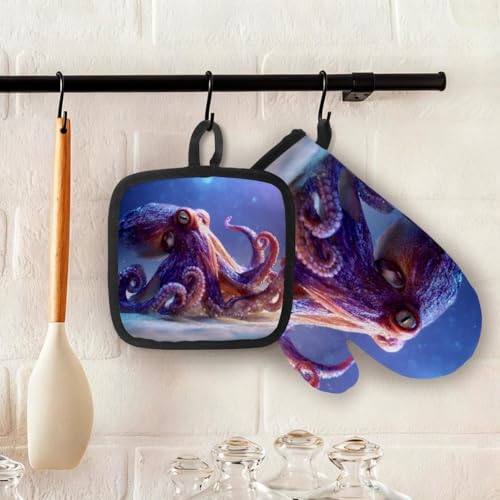 Gants de four pieuvre résistant chaleur manique textile maison
