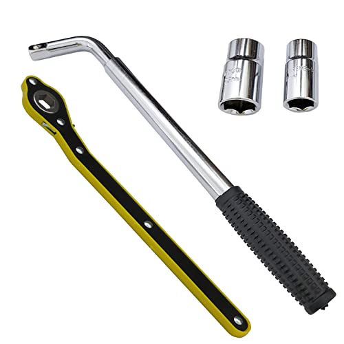 14-20 inch Auto Car SUV Telescoping Lug Wrench Wheel Wrench Universal with Standard CR-V Sockets 17/19, 21/22mm (2pcs (Lug Wrench+Hexagon Wrench))