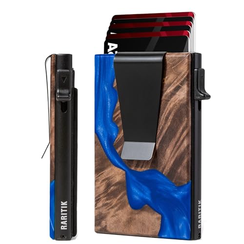Image of Card Holder Wallets for Men | Slim Aluminum Wallet | RFID Blocking Minimalist Metal Pop Up Wallet | Money Clip & Cash Band | Expandable Compact Plate | Ultra-Thin | Men's Accessories & Gifts for Men