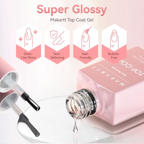 Makartt Gel Top Coat - 2PCS No Wipe Clear 8ml miniatura 3