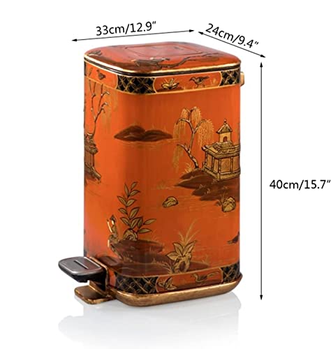 AMYSTY Abfalleimer Mülleimer Küche Eleganter Haushalts-Mülleimer, Handbemalt, Farbig Lackiert, Blattgold-Mülleimer, Pedal-Mülleimer Papierkorb Bad – Bild 3