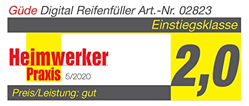 Güde Digitaler Reifenfüller 11 E (Arbeitsdruck max. 7 bar, 4-stellige Digitalanzeige in bar, psi, kPa, kgf/cm², Automatikabschaltung, Anschlussnippel, Luftablassventil, Ventilstecker, Test GUT)