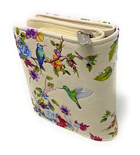 Shag Wear Vintage Hummingbird Small Wallet for Women and Teen Girls Vegan Faux Leather Beige 4.5"2