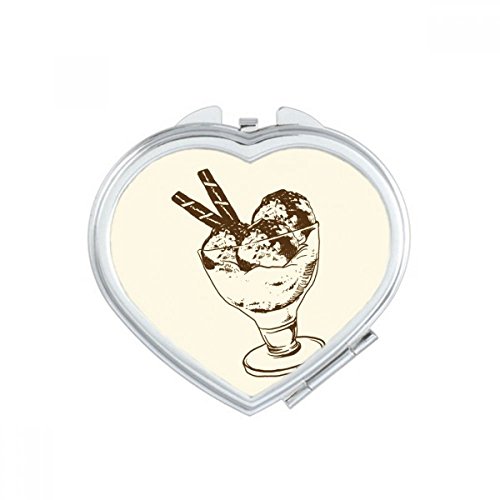 DIYthinker Brown Chocolate Bar Crème glacée Verre Boule Coeur Compact Miroir de Maquillage Portable Mignon Miroirs de Poche à la Main Cadeau Multicolore