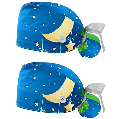 Casquettes de travail respirantes JDEZ à motif lune nuit étoilée