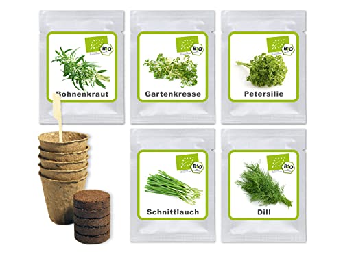 Magic of Nature Oma`s Küchenkräuter Box - Anzuchtset - 5 Sorten frische BIO Kräuter Samen - Zum Selberzüchten oder zum Verschenken - Image 4