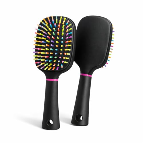Adkoat 2PCS Rainbow Air-Cushion Grooming Brush for Horses Dogs & Cats Gentle Comb for Mane Tail & Long Fur Wave-Bristle Massage Tool for Shedding Knots & Circulation
