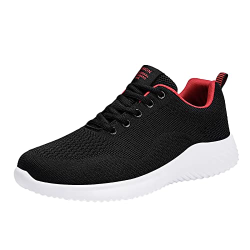 Zapatilla de deporte para hombre, a la moda, de malla, para montañismo, casual, color sólido, para correr, transpirable, parte inferior suave, botas para hombre, talla S, Red, 40 2/3 EU