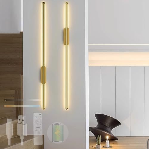 Lámpara de pared interior para dormitorio con luz USB dorada
