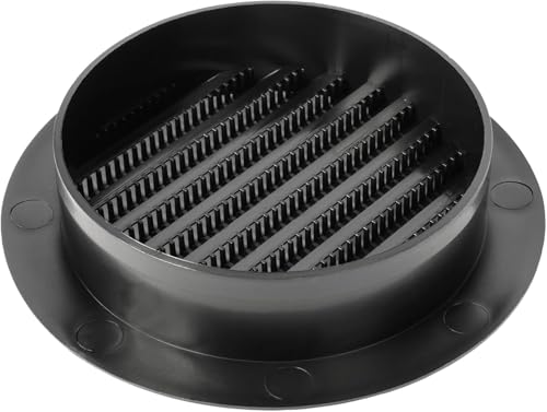 Image of Repa Market 5-Pack 4'' Inch - Plastic Black Vent Covers With Flange - Round Soffit Vent - Air Vent Louver - Grille Cover - Protective Screen Mesh - HVAC Ventilation