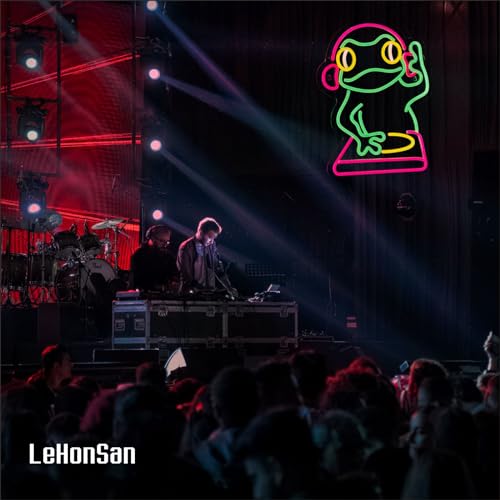 Image of DJ Frog Neon Sign for Wall Decor, Scratch Frog Dimmable LED Neon Light Sign for Gaming Room Decor Wall Art Birthday Gift Men Cave 16.46 * 12.60 Inches, USB Powered.