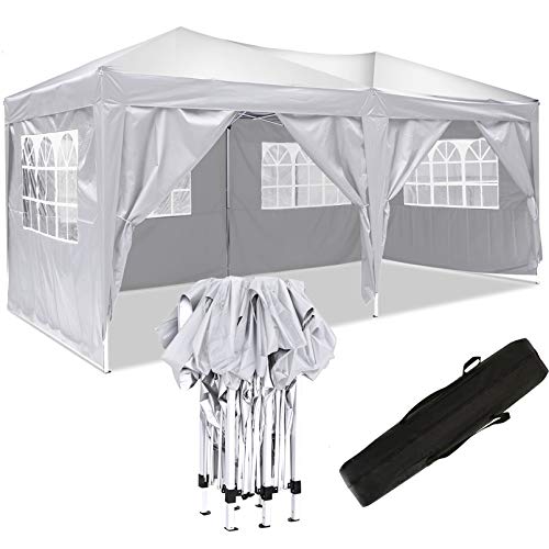 Eloklem Carpa con Paredes | Plegable, Impermeable, con Protección Solar, Ideal para Fiestas en el Jardín | Gazebo, Cenador, Pabellón, Tienda Fiestas (3x6 m, A_Blanco)