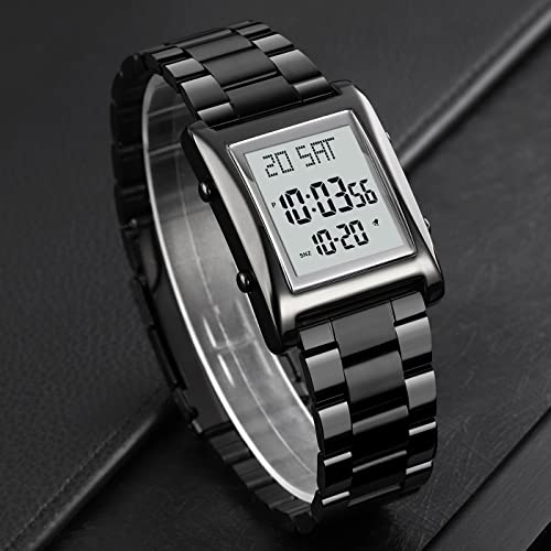 RNONDRY Mens Watches Digital Watch for Men Womens, Stainless Steel Rectangle Watches for Men, Men's Wristwatch Waterproof3